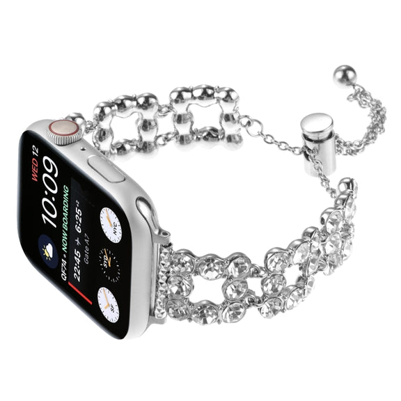 For Apple Watch Series 2 42mm Rhinestone Metal Bracelet Watch Band(Silver)