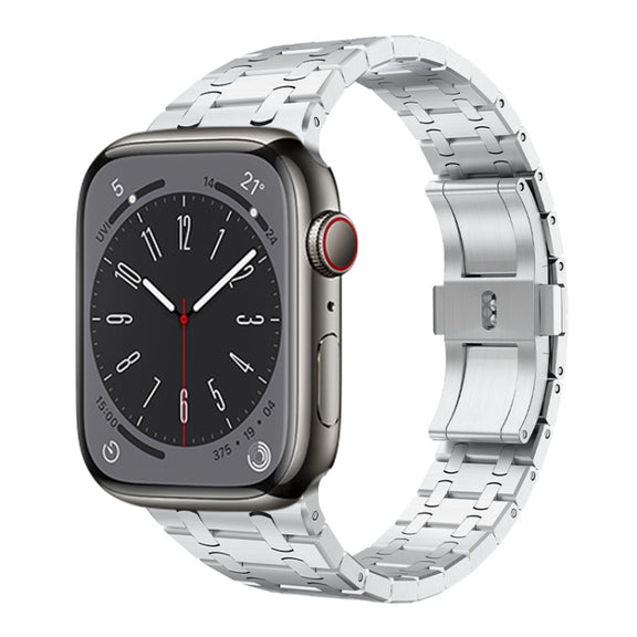 For Apple Watch Series 3 38mm PG94 Dual-link Modified Stainless Steel Watch Band(Silver)