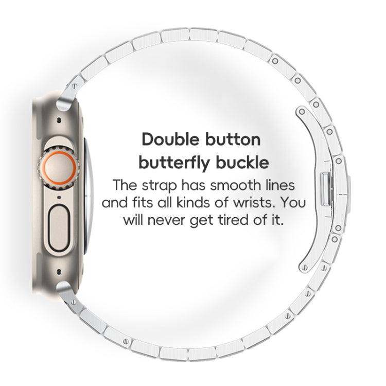 For Apple Watch Ultra 49mm PG94 Dual-link Modified Stainless Steel Watch Band(Silver)