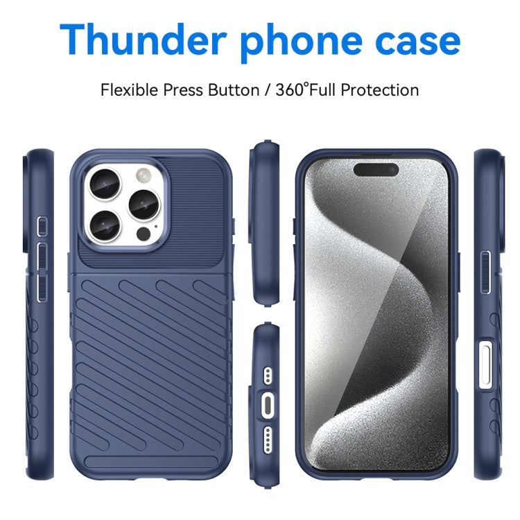 For iPhone 16 Pro Thunderbolt Shockproof Soft TPU Phone Case(Blue)