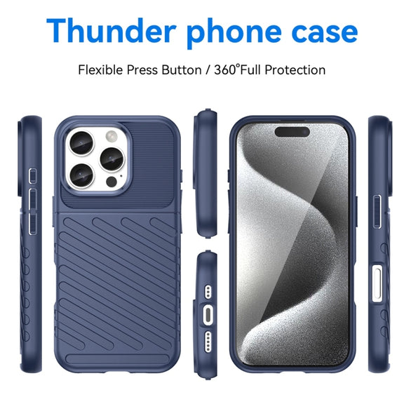 For iPhone 16 Pro Thunderbolt Shockproof Soft TPU Phone Case(Blue)