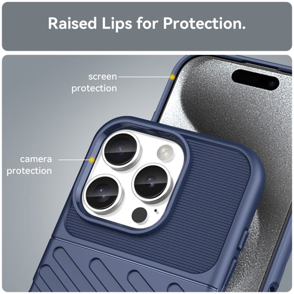 For iPhone 16 Pro Thunderbolt Shockproof Soft TPU Phone Case(Blue)