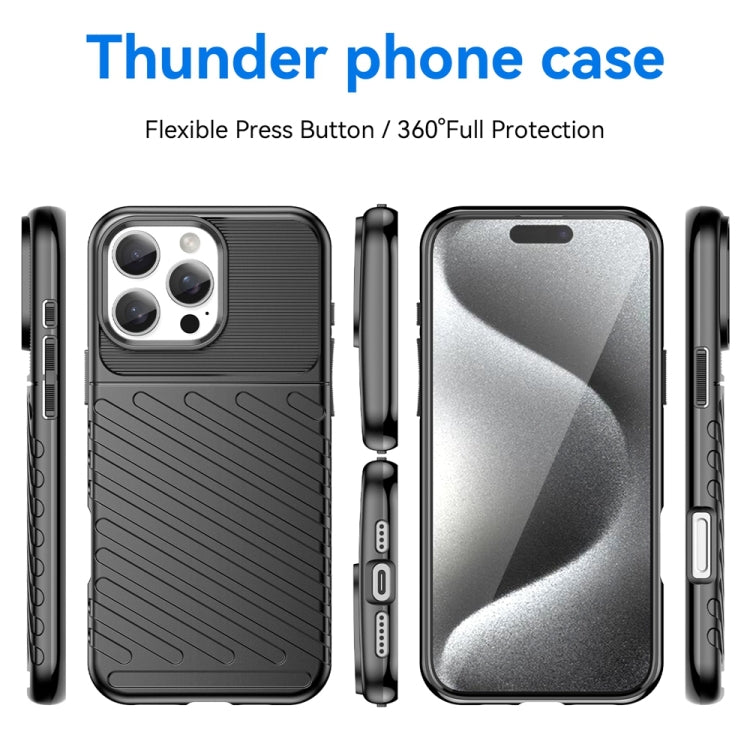 For iPhone 16 Pro Max Thunderbolt Shockproof Soft TPU Phone Case(Black)