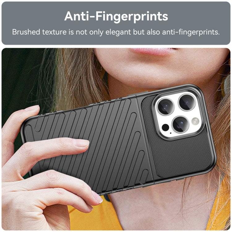 For iPhone 16 Pro Max Thunderbolt Shockproof Soft TPU Phone Case(Black)
