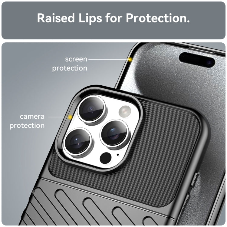 For iPhone 16 Pro Max Thunderbolt Shockproof Soft TPU Phone Case(Black)