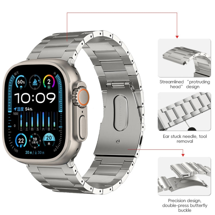 For Apple Watch Ultra 2 49mm PG63 Three-Bead Protrusion Titanium Metal Watch Band(Silver)