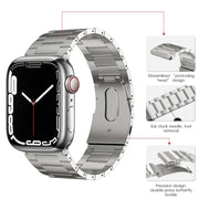For Apple Watch Series 5 40mm PG63 Three-Bead Protrusion Titanium Metal Watch Band(Silver)