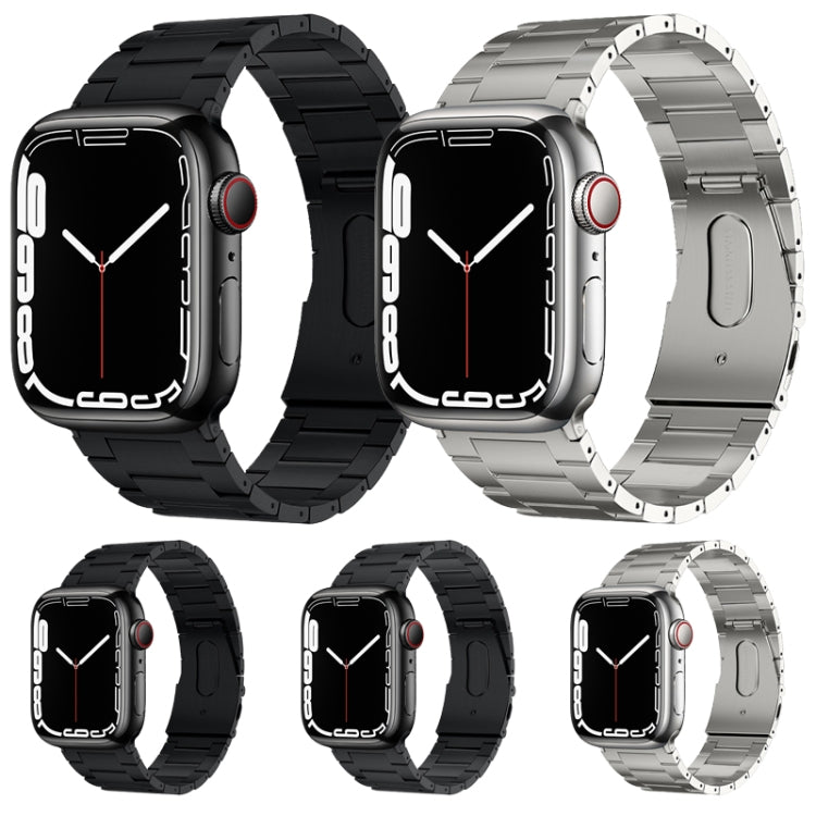 For Apple Watch Series 3 42mm PG63 Three-Bead Protrusion Titanium Metal Watch Band(Silver)