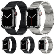 For Apple Watch Series 9 41mm PG63 Three-Bead Protrusion Titanium Metal Watch Band(Silver)
