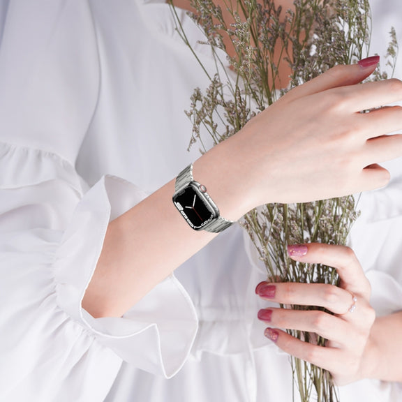 For Apple Watch Series 5 40mm PG63 Three-Bead Protrusion Titanium Metal Watch Band(Silver)
