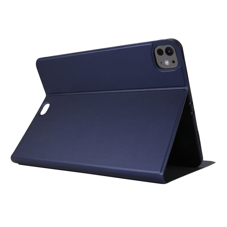For iPad Pro 13 2024 Stretch Voltage Plain Leather Smart Tablet Case(Dark Blue)