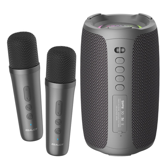 Zealot S61M RGB Rhythmic Light Karaoke Wireless Speaker, Style:Dual Mic(Black)