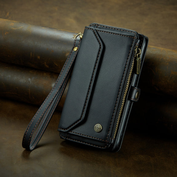 For iPhone 11 CaseMe C36 Card Slots Zipper Wallet RFID Anti-theft Leather Phone Case(Black)