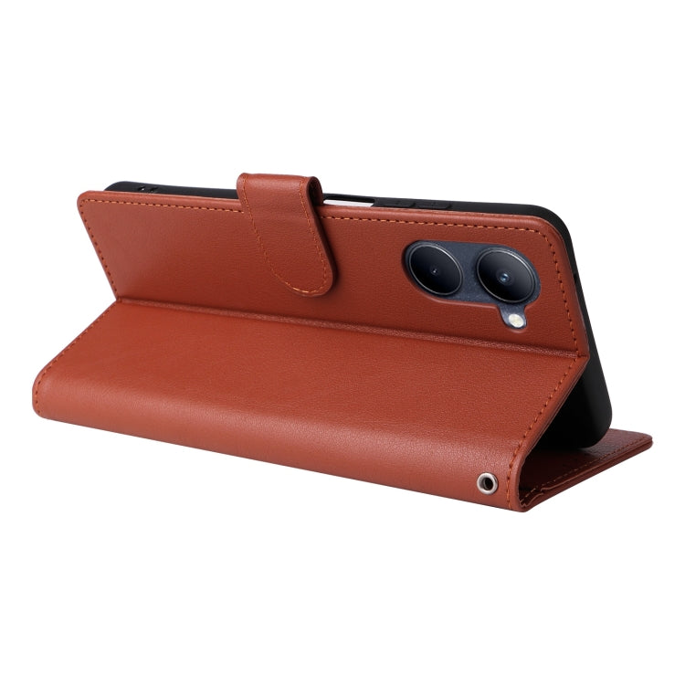 For Realme C33 Multifunctional Horizontal Flip Leather Phone Case with Three Card Slot(Brown)