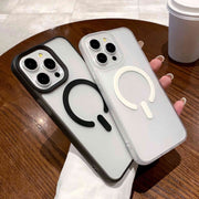 For iPhone 16 Pro Dual-Side Frosted MagSafe Clear Phone Case(White)