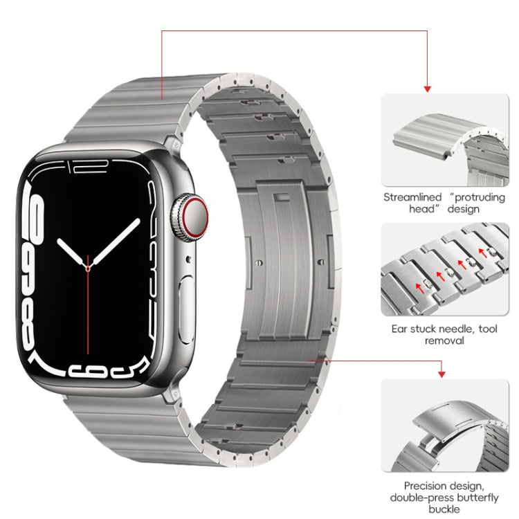 For Apple Watch SE 2022 44mm PG65 Single Bead Bamboo Joint Spring Bars Titanium Metal Watch Band(Silver)