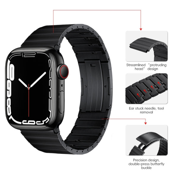 For Apple Watch SE 40mm PG65 Single Bead Bamboo Joint Spring Bars Titanium Metal Watch Band(Black)