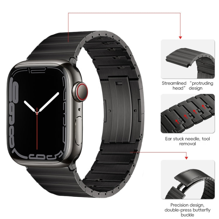 For Apple Watch Series 4 44mm PG65 Single Bead Bamboo Joint Spring Bars Titanium Metal Watch Band(Graphite Black)