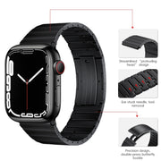For Apple Watch Series 2 42mm PG65 Single Bead Bamboo Joint Spring Bars Titanium Metal Watch Band(Black)