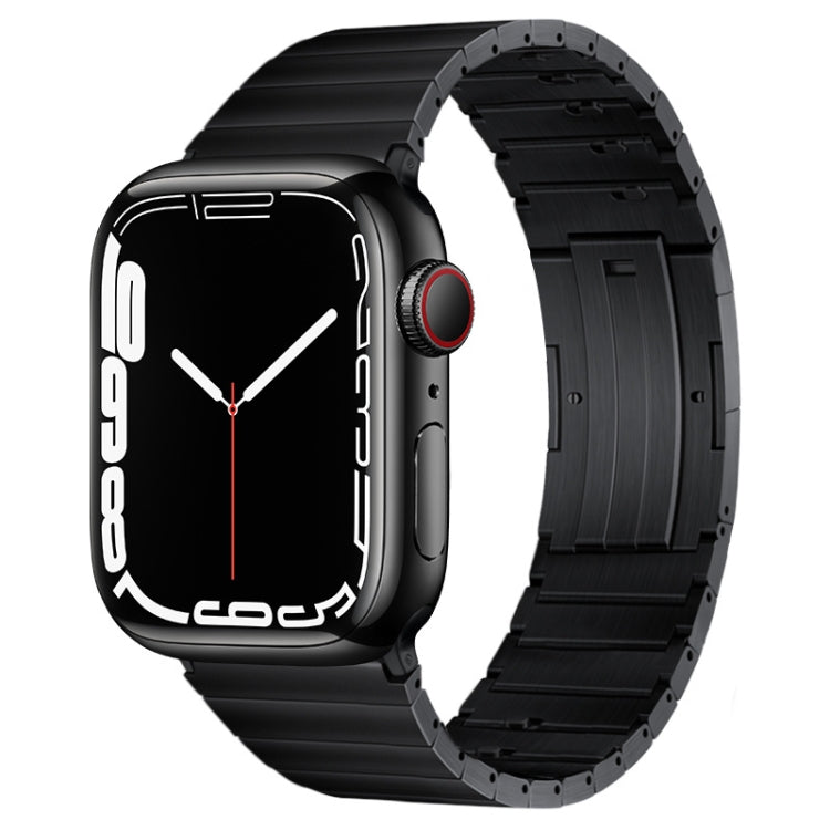 For Apple Watch Series 2 38mm PG65 Single Bead Bamboo Joint Spring Bars Titanium Metal Watch Band(Black)