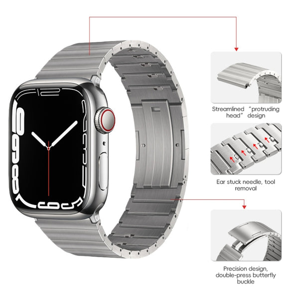 For Apple Watch 38mm PG65 Single Bead Bamboo Joint Spring Bars Titanium Metal Watch Band(Silver)