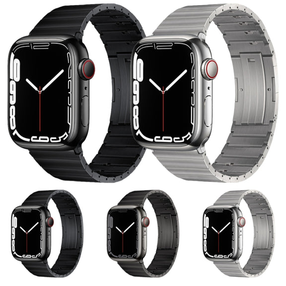 For Apple Watch Series 2 38mm PG65 Single Bead Bamboo Joint Spring Bars Titanium Metal Watch Band(Graphite Black)