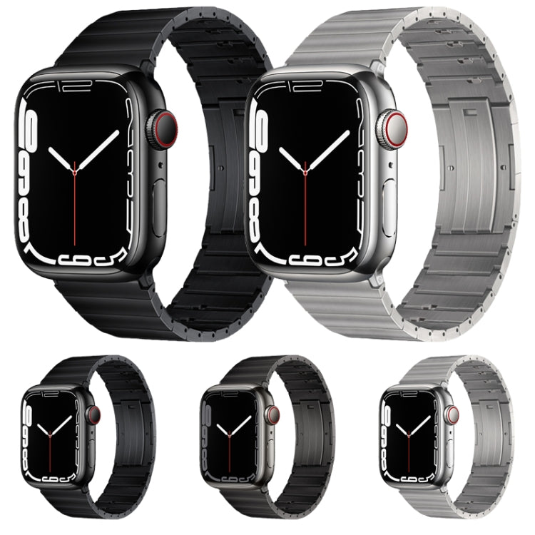 For Apple Watch Series 2 38mm PG65 Single Bead Bamboo Joint Spring Bars Titanium Metal Watch Band(Black)