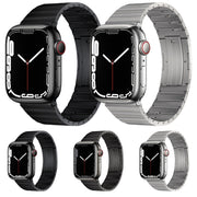 For Apple Watch Series 6 40mm PG65 Single Bead Bamboo Joint Spring Bars Titanium Metal Watch Band(Black)
