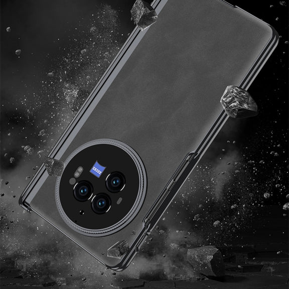 For vivo X Fold3 Pro GKK Integrated Magnetic Fold Hinge Leather Shockproof Phone Case(Matte Black)