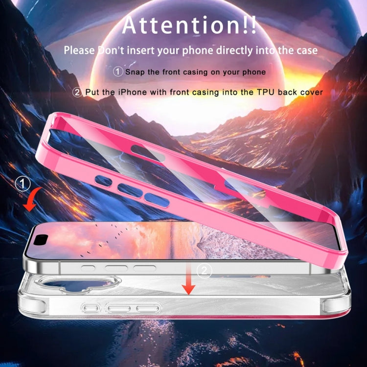 For iPhone 16 Plus IMD Gradient Feather PC Hybrid TPU Phone Case(Rose Red)