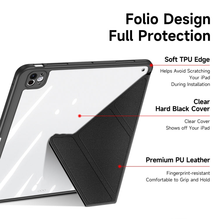 For iPad Pro 11 2024 DUX DUCIS Magi Series Smart Leather Tablet Case(Black)