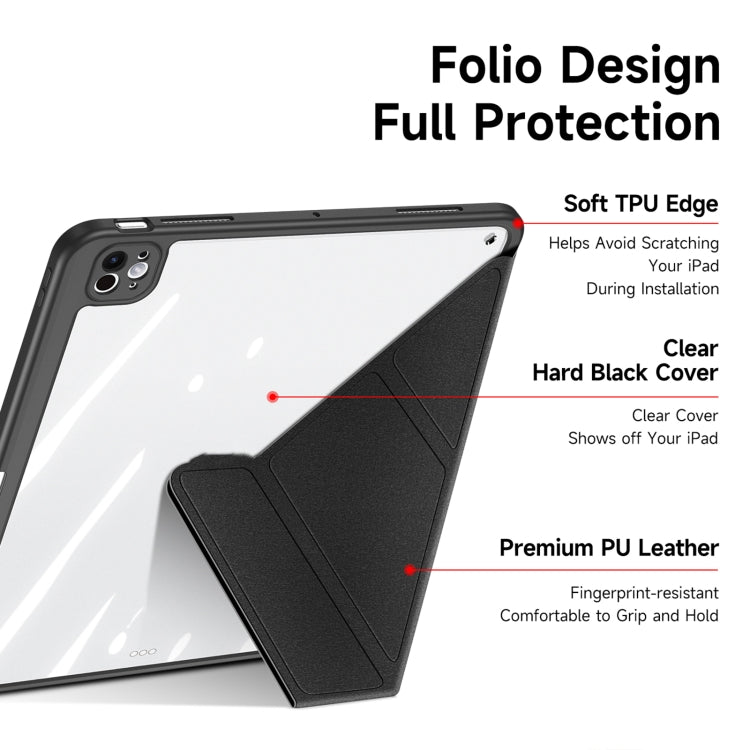 For iPad Pro 13 2024 DUX DUCIS Magi Series Smart Leather Tablet Case(Black)