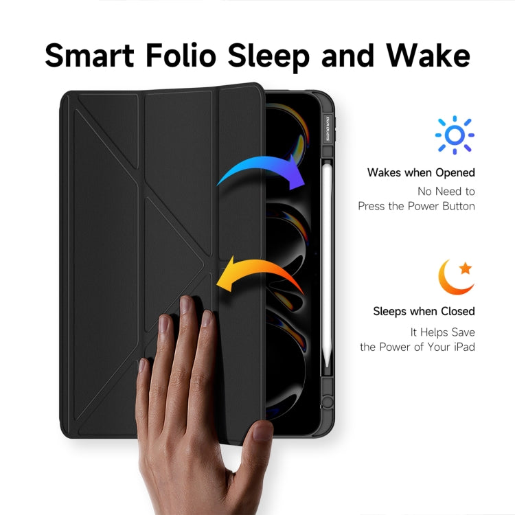 For iPad Pro 13 2024 DUX DUCIS Magi Series Smart Leather Tablet Case(Black)