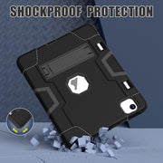 For iPad Air 11 2024 Contrast Color Silicone Acrylic PC Tablet Case with Holder(Black)