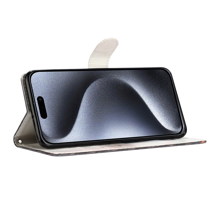 For iPhone 16 Pro 3D Pattern Leather Phone Case(White Cat)