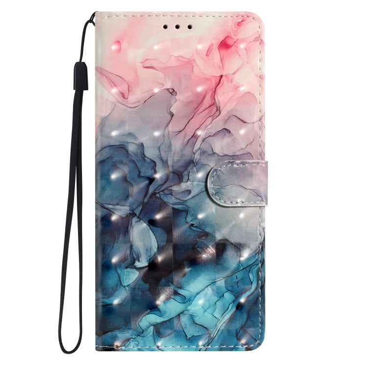 For iPhone 16 Pro Max 3D Pattern Leather Phone Case(3D Pink Blue Marble)