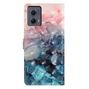 For Motorola Edge 2024 3D Pattern Leather Phone Case(3D Pink Blue Marble)