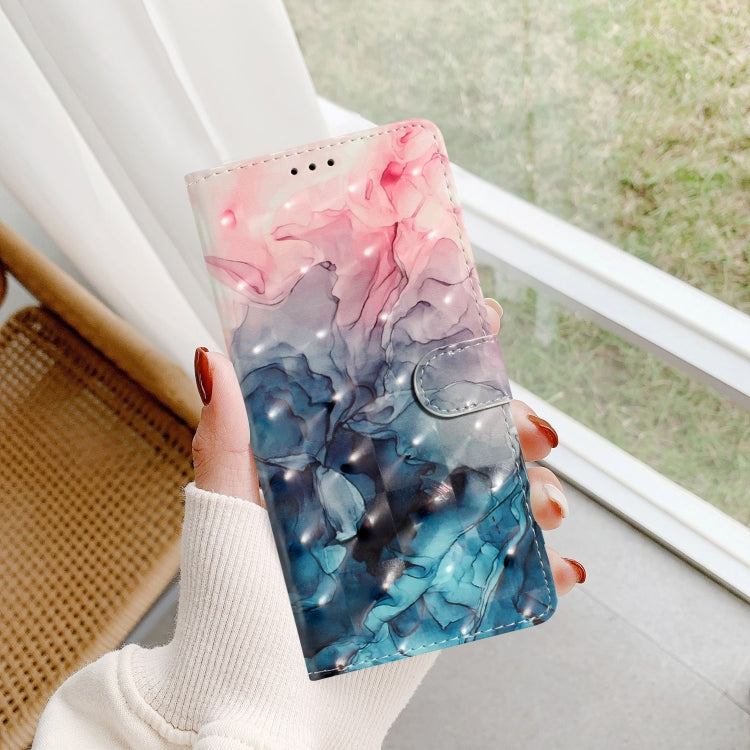 For Motorola Edge 2024 3D Pattern Leather Phone Case(3D Pink Blue Marble)