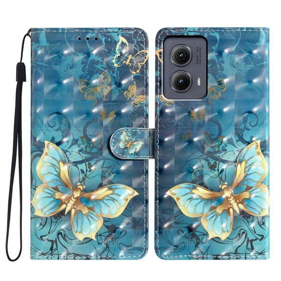 For Motorola Edge 2024 3D Pattern Leather Phone Case(3D Butterfly)