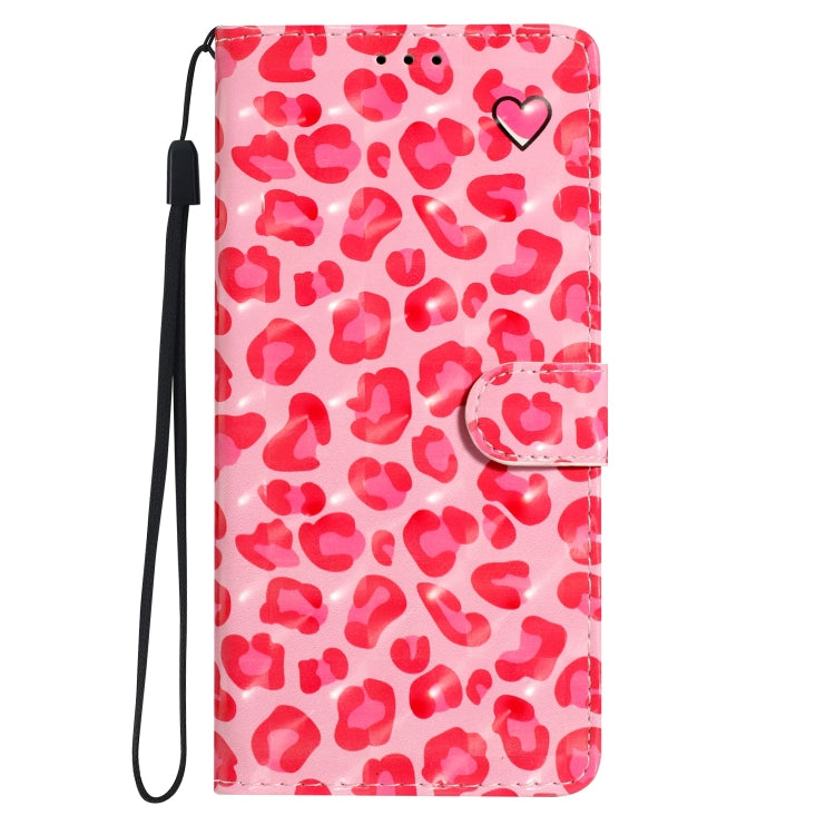 For Motorola Edge 2024 3D Pattern Leather Phone Case(Pink Leopard Print)