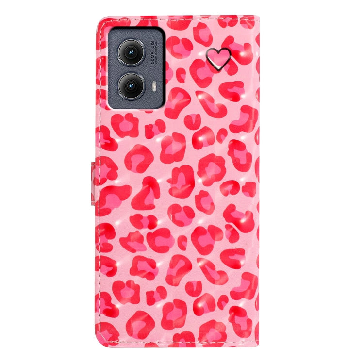 For Motorola Edge 2024 3D Pattern Leather Phone Case(Pink Leopard Print)