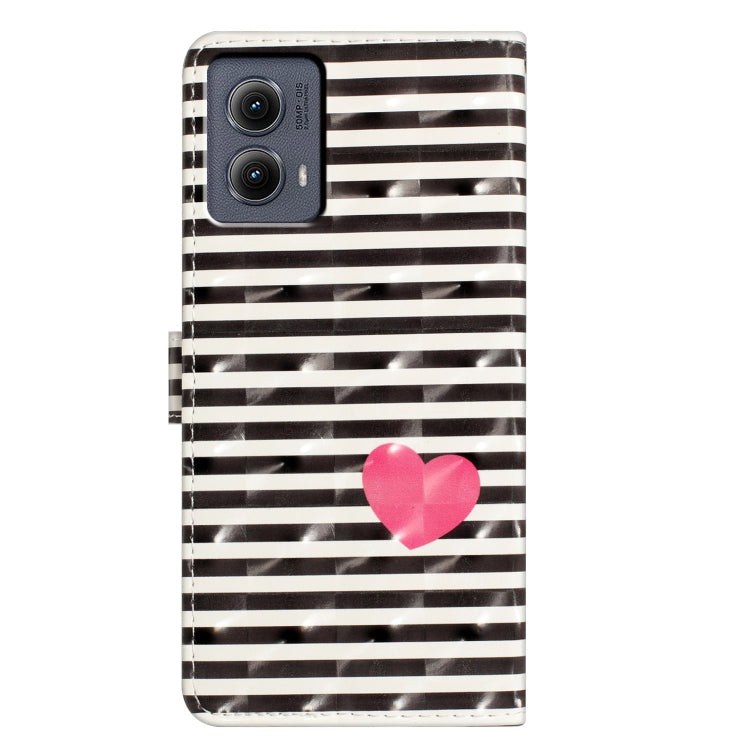 For Motorola Edge 2024 3D Pattern Leather Phone Case(Striped Heart)