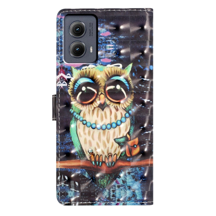 For Motorola Edge 2024 3D Pattern Leather Phone Case(Big-eyed owl)