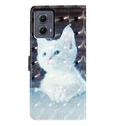 For Motorola Edge 2024 3D Pattern Leather Phone Case(White Cat)