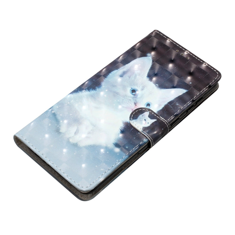 For Motorola Edge 2024 3D Pattern Leather Phone Case(White Cat)