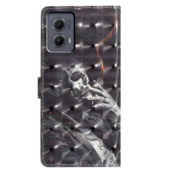 For Motorola Edge 2024 3D Pattern Leather Phone Case(Skull)