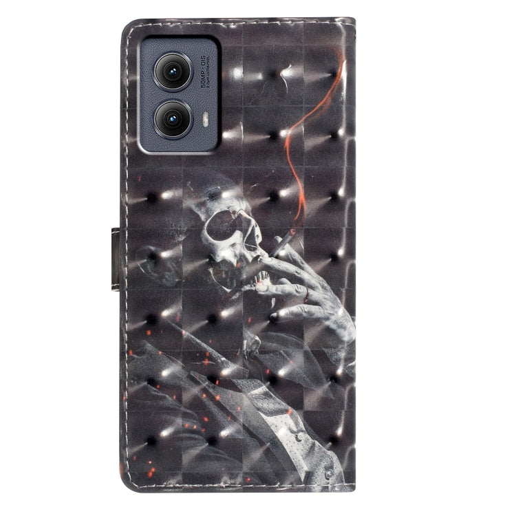 For Motorola Edge 2024 3D Pattern Leather Phone Case(Skull)