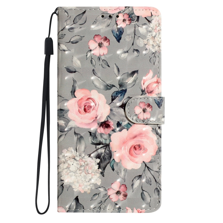 For Motorola Edge 2024 3D Pattern Leather Phone Case(Gray Base Flower)