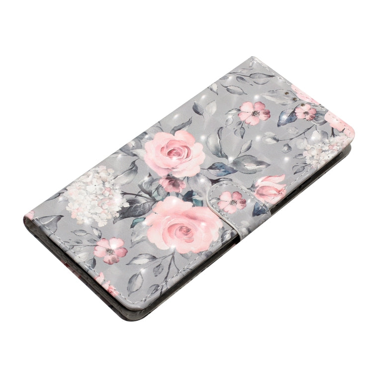 For Motorola Edge 2024 3D Pattern Leather Phone Case(Gray Base Flower)