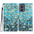 For Motorola Edge 2024 3D Pattern Leather Phone Case(Blue Base Apricot Flower) - Motorola Cases by PMC Jewellery | Online Shopping South Africa | PMC Jewellery | Buy Now Pay Later Mobicred